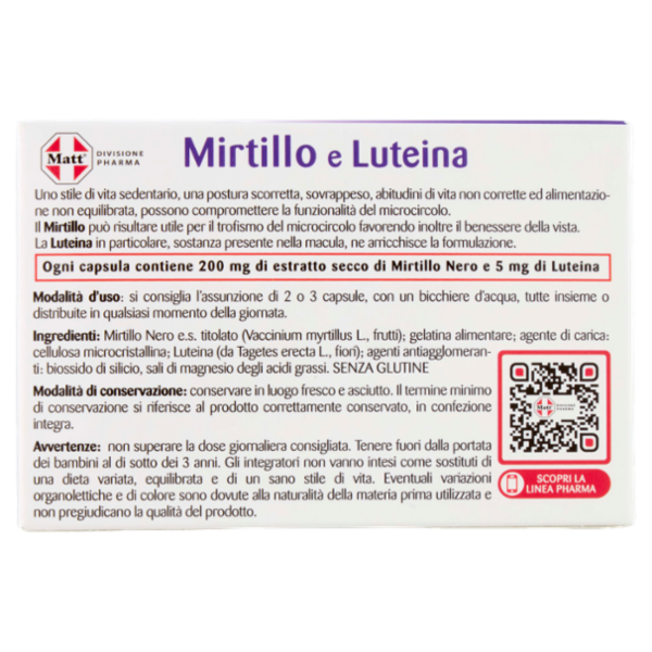 Matt Divisione Pharma Mirtillo e Luteina vista 24 capsule 9,1 g