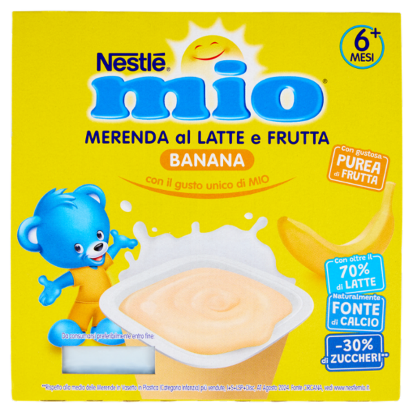NESTLÉ MIO Merenda al Latte e Frutta Banana 4 vasetti da 100g