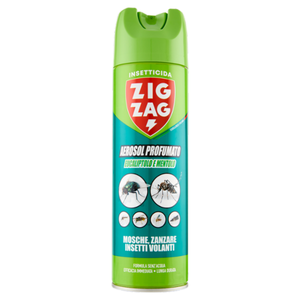 Zig Zag Insetticida Aerosol Profumato Eucaliptolo e Mentolo Mosche, Zanzare Insetti Volanti 500 ml