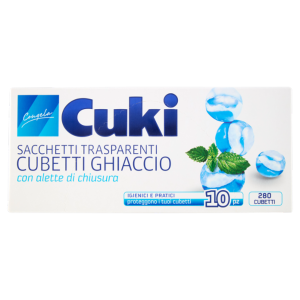 Cuki Congela Sacchetti Trasparenti Cubetti Ghiaccio con alette di chiusura 10 pz