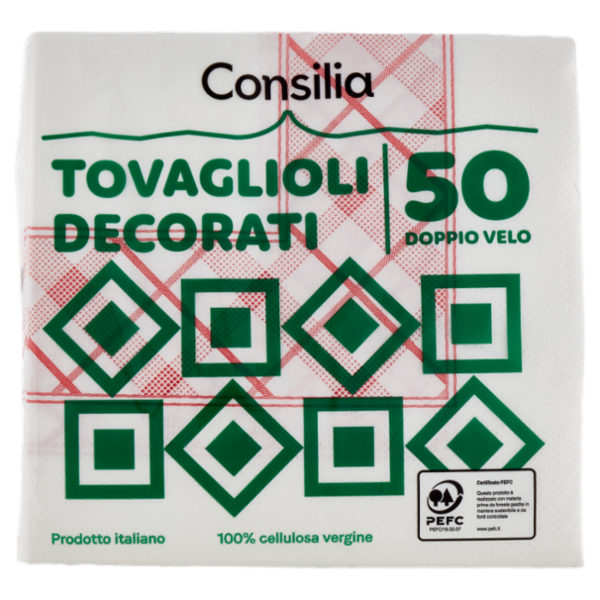 Consilia Tovaglioli 2 Veli 33X33 cm Decorati 50 pezzi
