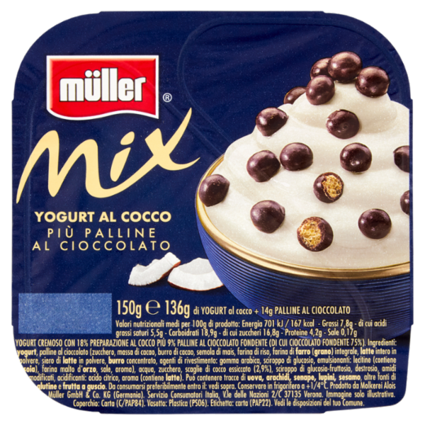 müller Mix Yogurt al Cocco Più Palline al Cioccolato 150 g