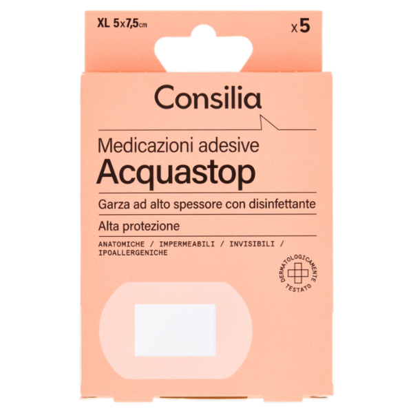 Consilia Medicazioni Adesive Impermeabili Formato XL 5x7,5 cm 5 pezzi