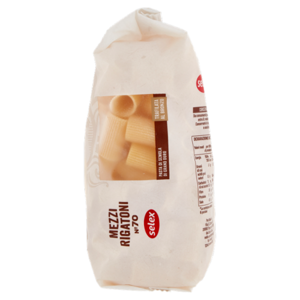 Selex Pasta di Semola Trafilata al Bronzo Mezzi Rigatoni 500 g