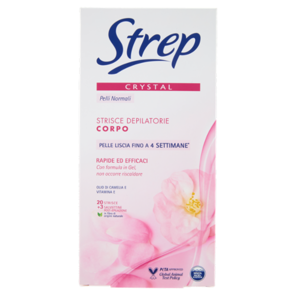 Strep Crystal Strisce Depilatorie Corpo 20 Strisce + 3 Salviettine