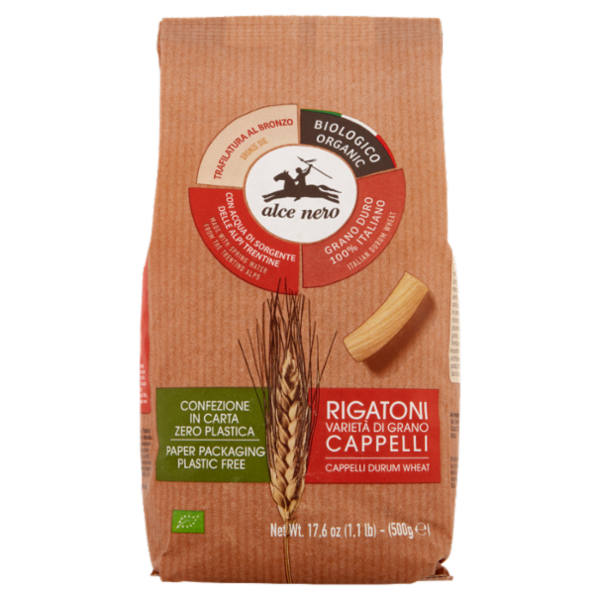 alce nero Rigatoni Varietà di Grano Cappelli 500 g