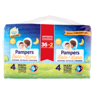 Pampers Sole e Luna 4 Maxi 36 + 2 Pz