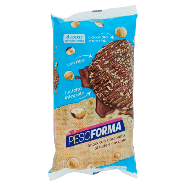 Pesoforma Gallette Snack di riso integrale, con cioccolato al latte e nocciole - 8 x 17,75 g