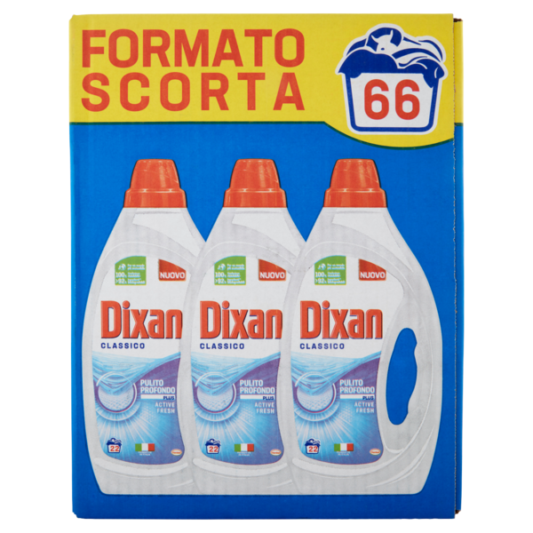 DIXAN Liquido Classico 3x22=66 Lavaggi 3 x 1.100 ml