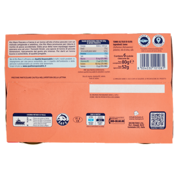 Rio mare Tonno all'Olio di Oliva Pescato a Canna 6 x 80 g