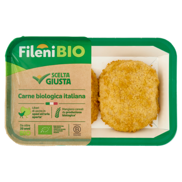 Fileni Bio Cordon Bleu Bio con Cotto di Pollo, Mozzarella e Formaggio Bio 0,250 kg