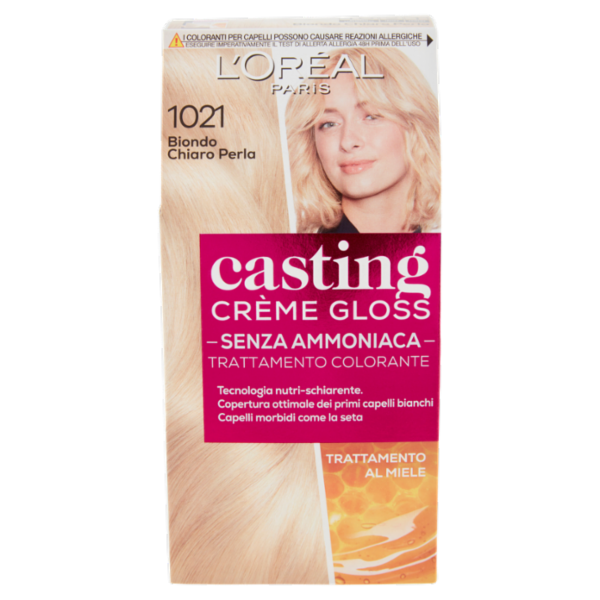 L'Oréal Paris Tinta Capelli Casting Creme Gloss, Senza Ammoniaca, 1021 Biondo Chiaro Perla