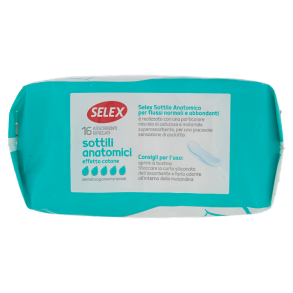 Selex Assorbenti Sottili Anatomici Effetto Cotone Ripiegati 16 pezzi