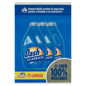 Dash Detersivo Liquido Lavatrice, Classico, 3x25=75 Lavaggi 3x1250ml