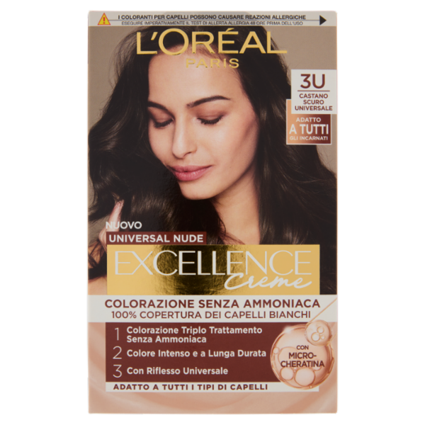 L'Oréal Paris Excellence Creme Colorazione Senza Ammoniaca 3U Castano Scuro Universale