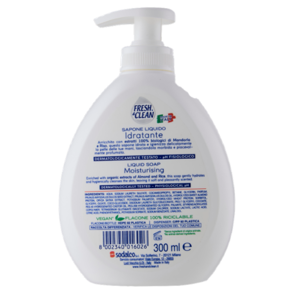 Fresh & Clean Sapone Liquido Idratante Latte di Mandorla e Riso 300 ml