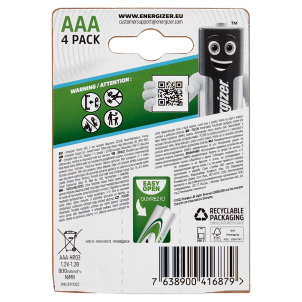 Energizer Accu Recharge Extreme AAA 4 pz