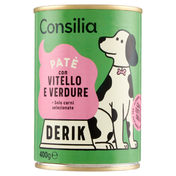Consilia Derik Paté per Cane con Vitello e Verdure 400 g