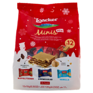 Loacker Minis Winter Wafer e Cioccolato Assortiti Sacchetto Regalo Wafers 120g