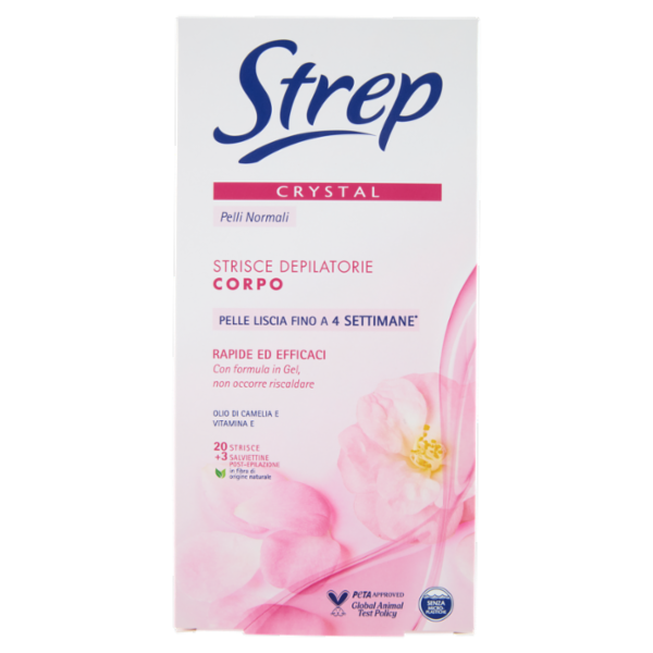 Strep Crystal Strisce Depilatorie Corpo 20 Strisce + 3 Salviettine