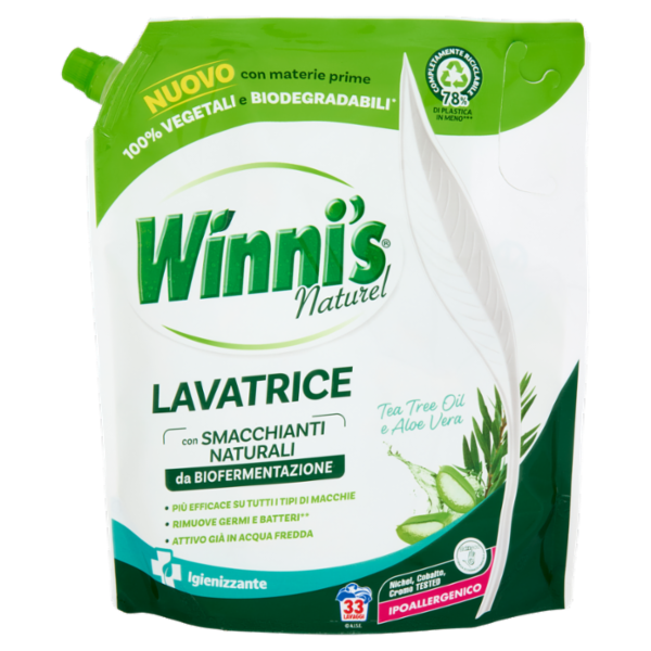 Winni's Naturel Lavatrice Igienizzante Tea Tree Oil e Aloe Vera pouch 33 Lavaggi 1,485 l