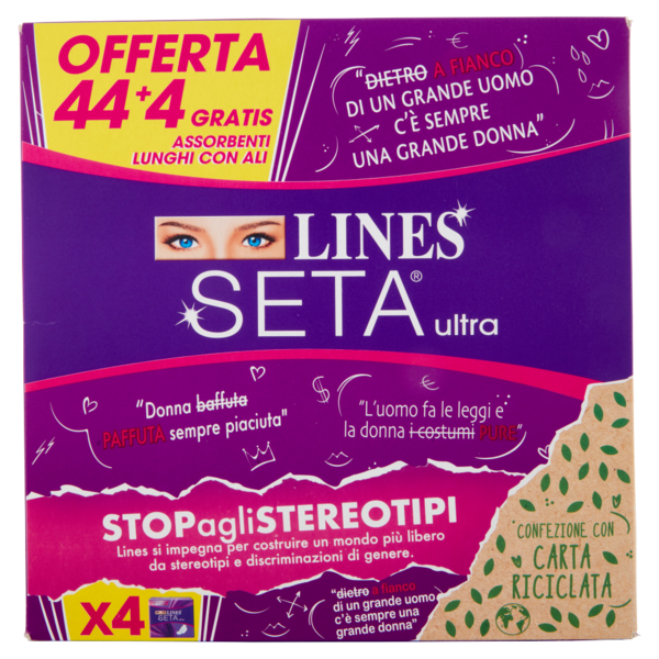Lines Seta ultra Assorbenti Lunghi con Ali 44+4 pz