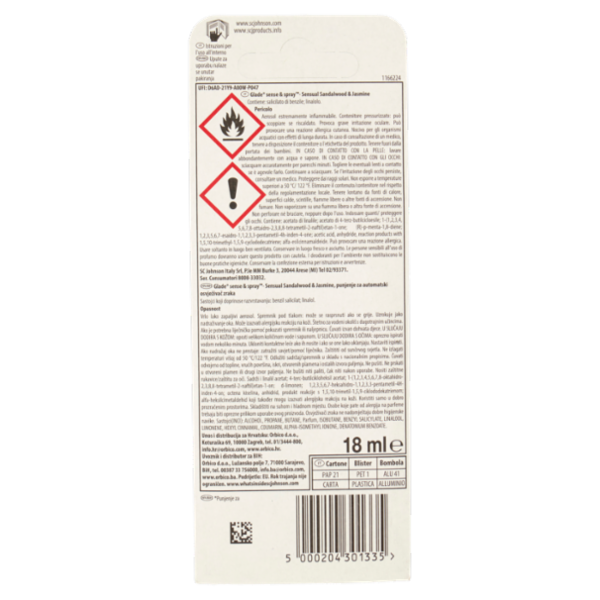 Glade Sense&Spray Ricarica, Profumatore per Ambienti, Sensual Sandalwood & Jasmine 18 ml