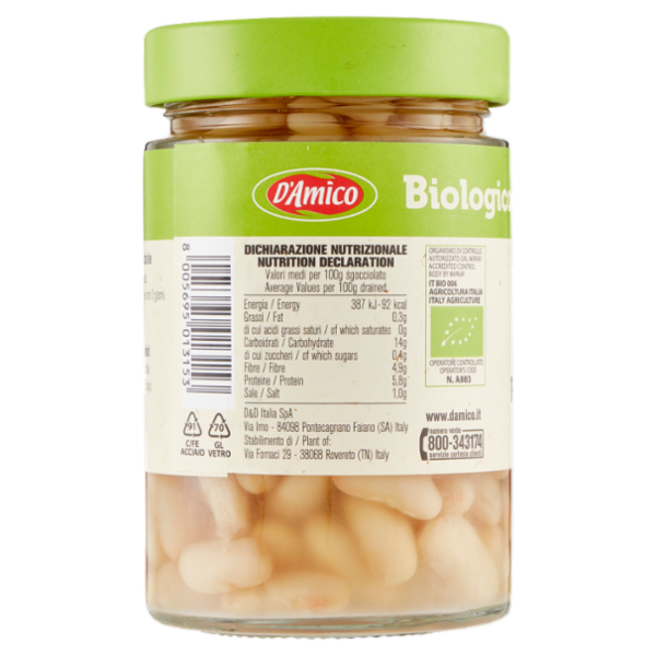 D'Amico Fagioli Cannellini del Piemonte Biologico 310 g