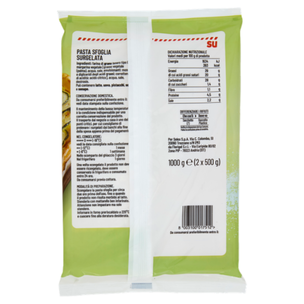 Sù Pasta Sfoglia Surgelata 2x500 g