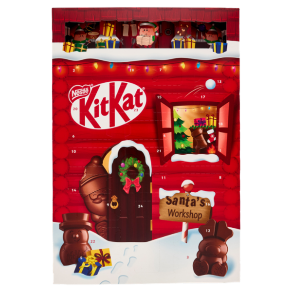 KITKAT Calendario Avvento Personaggi e Palline di Cioccolato al Latte ripieno con Wafer 208g