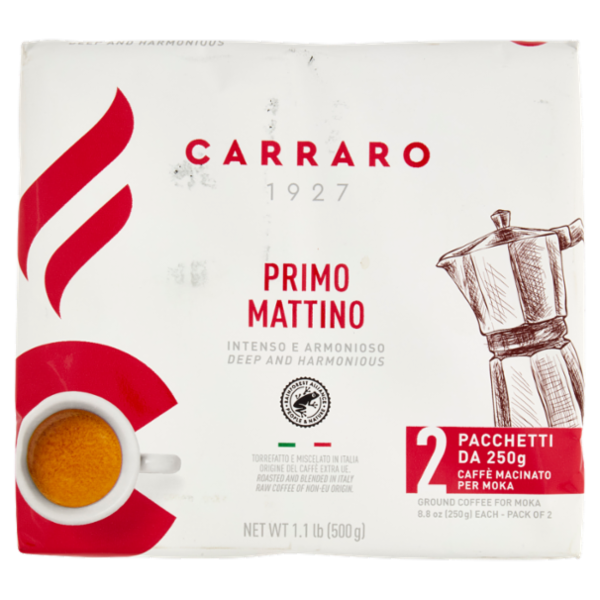 Carraro Primo Mattino Ground Coffee for Moka 2 x 250 g
