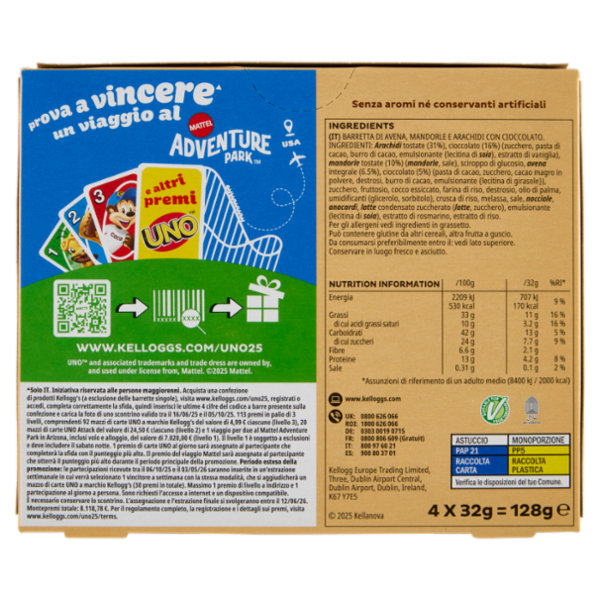 Kellogg's Barretta Mandorle e Cioccolato 4 x 32 g