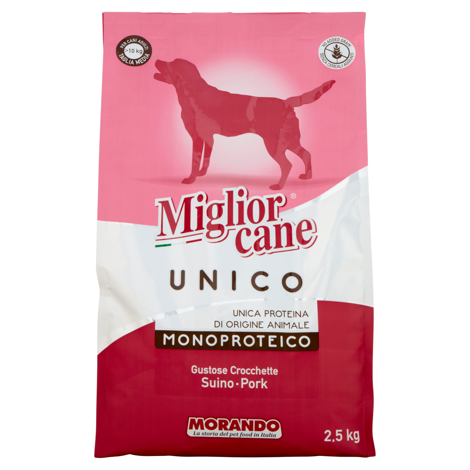 Migliorcane Unico Monoproteico Gustose Crocchette Suino Per Cani Adulti Taglia Media 2,5 Kg