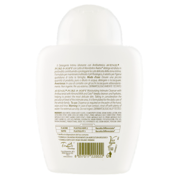 Avenil pure & soft Detergente Intimo con Antibatterico Idratante latte di mandorle 250 ml