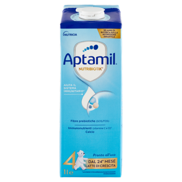 APTAMIL Nutribiotik 4 - Latte di Crescita Liquido, dal 24° mese compiuto al 36°, Fonte di Ferro, 1L