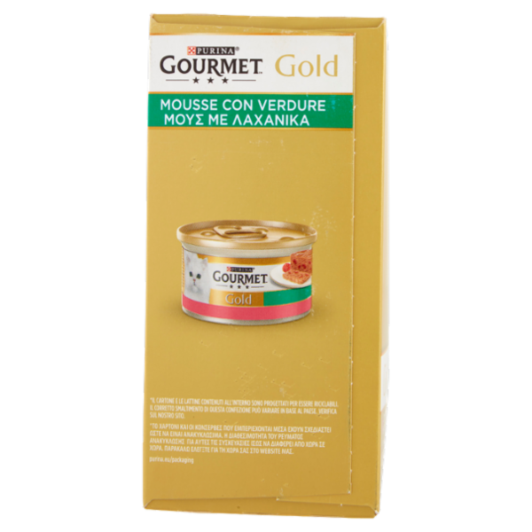 PURINA GOURMET Gold Mousse Verdure Trota&Pom/Anatra&Spinaci/Agnello&Fagiolini/Merluzzo&Carote 8x85g