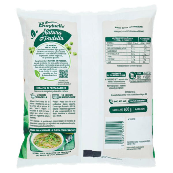 Bonduelle Natura in Padella Piselli Extra Fini Surgelato 600 g