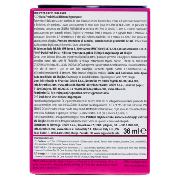 Duck Fresh Discs - Base per Dischi Gel Igienizzanti WC, Fragranza Hibiscus 36ml