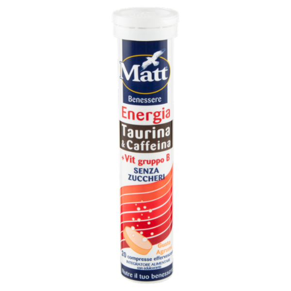 Matt Benessere Energia Taurina & Caffeina +Vit gruppo B 20 compresse effervescenti 80 g