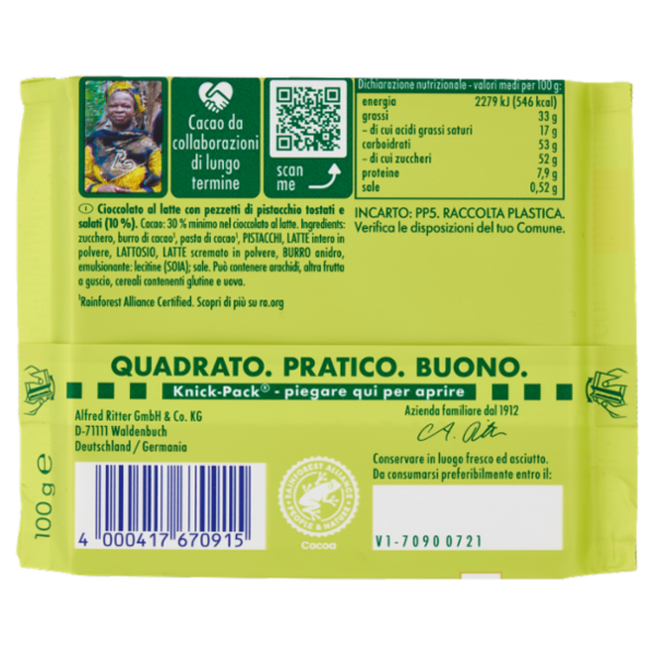 Ritter Sport Special Nuts Pistacchio 100 g