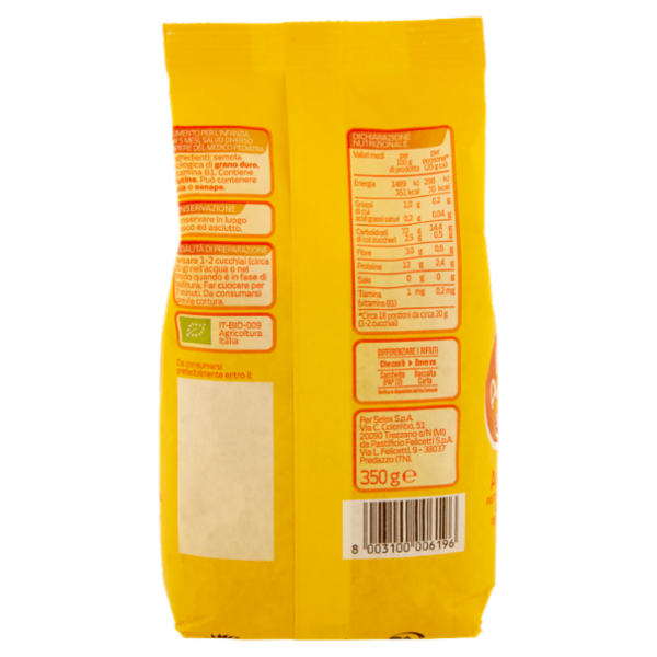 Selex Primi Anni Pastina per l'Infanzia Anellini Biologica 350 g