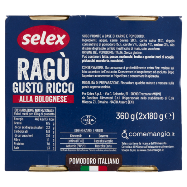 Selex Ragù alla Bolognese 2x180 g