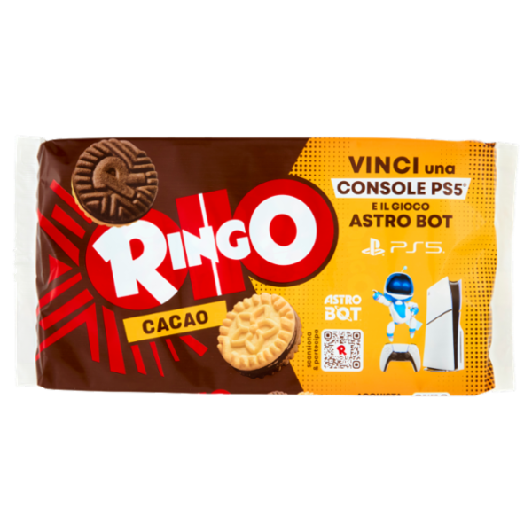 Ringo Cacao Biscotti Farciti con Crema Cacao Snack Merenda 6 porzioni, 330g