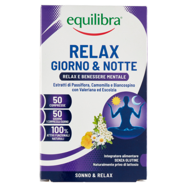 equilibra Relax Giorno & Notte Relax e Benessere Mentale 50 Compresse 20,5 g