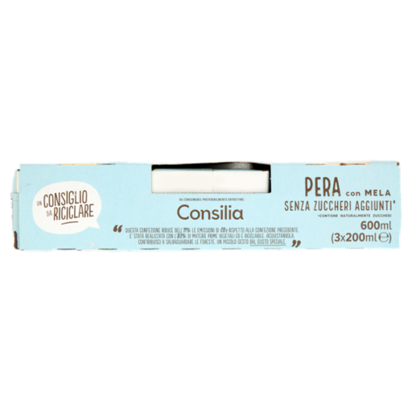 Consilia Succo e Polpa di Pera con Mela senza Zuccheri Aggiunti 3x200 ml