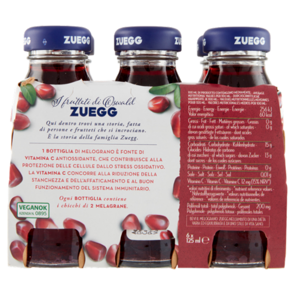 Zuegg I frutteti di Oswald Zuegg Nettare di Melograno Italiano 6 x 125 ml