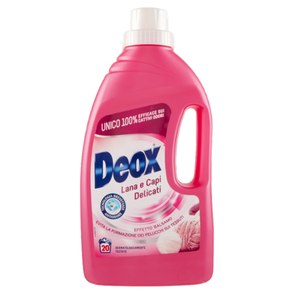 Deox, Detersivo Liquido, Bucato a Mano e Lavatrice, Lana e Capi Delicati, 20 Lavaggi, 1000 ml
