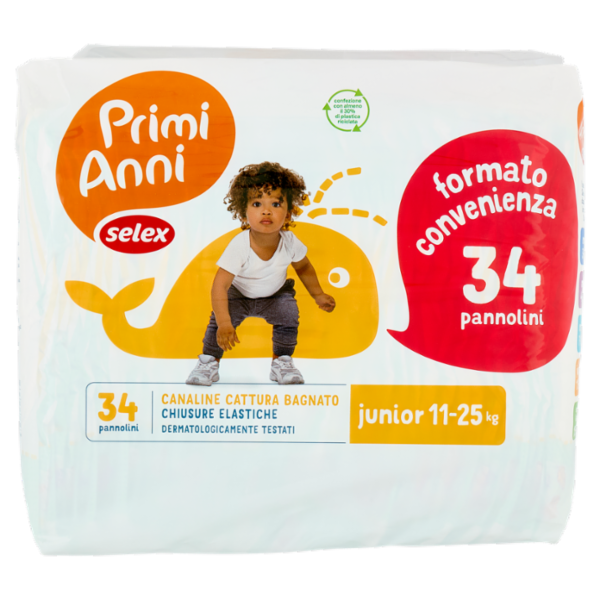 Selex Primi Anni Pannolini per Bambini Junior 11-25 kg 2x17 pezzi