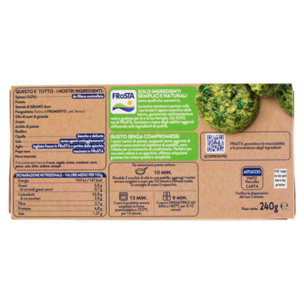 FRoSTA 8 Tortini di Spinaci 240 g