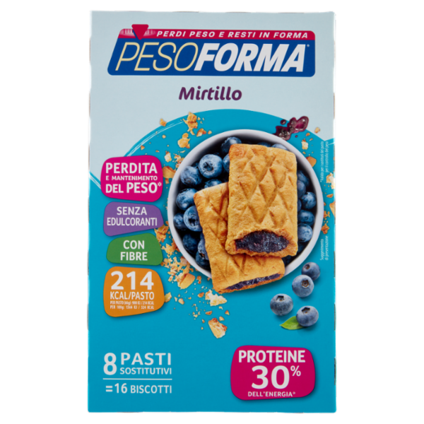Pesoforma Biscotti gusto Mirtillo, sostitutivo del pasto per perdita e controllo del peso, 16 x 33g
